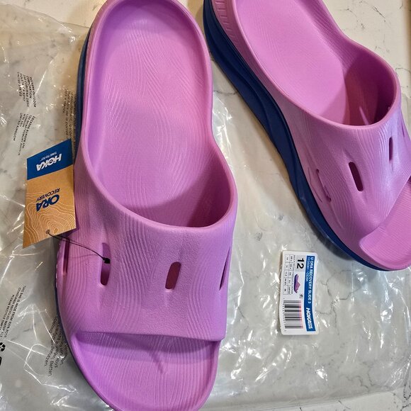 HOKA ORA RECOVERY SLIDE 3 Cyclamen - Coastal Sky MEN'S SIZE 12 NEW - Picture 2 of 11